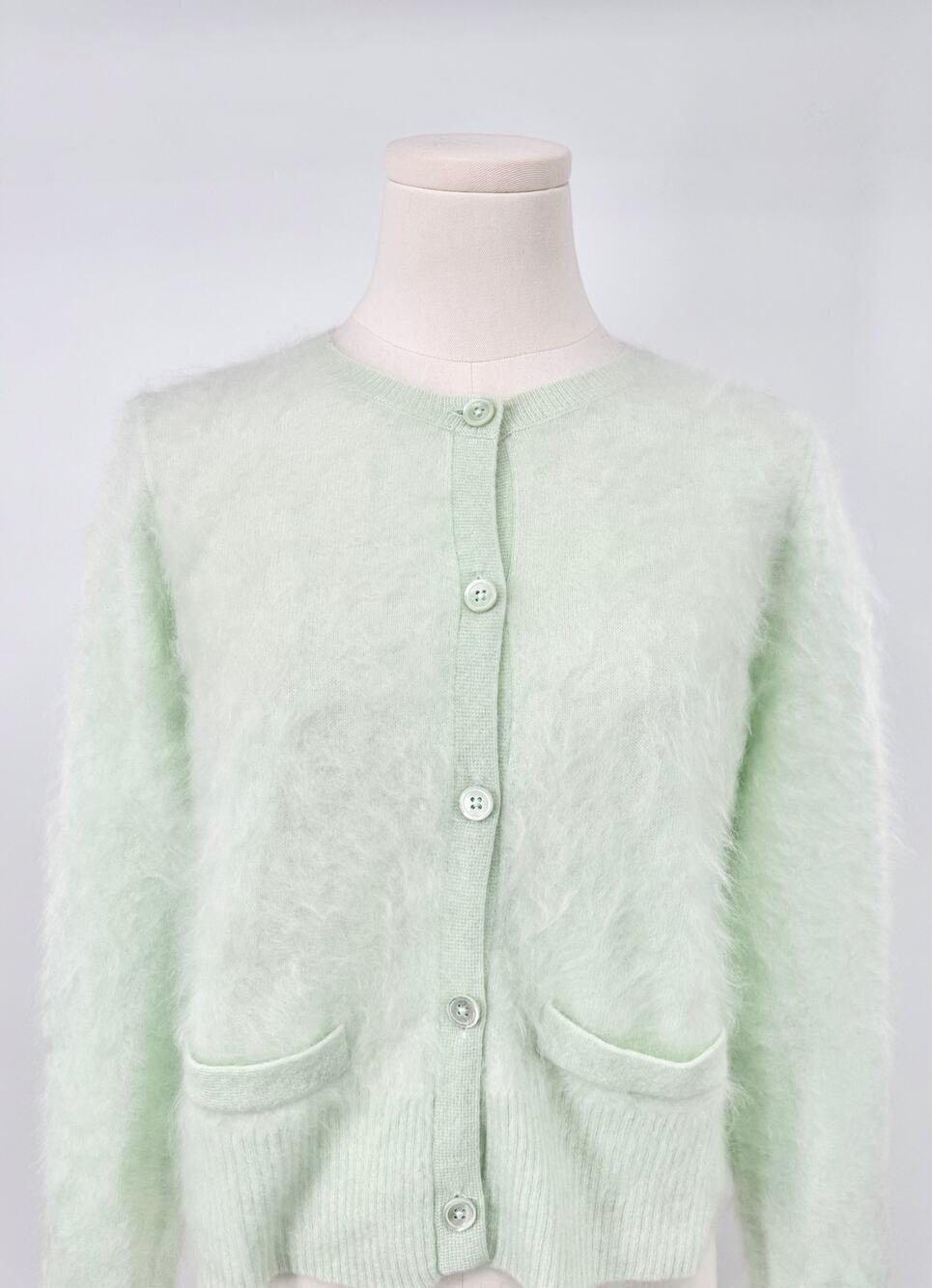 J Crew Brushed Cashmere Cardigan Sweater Mint Green Cropped Cardi M NWT